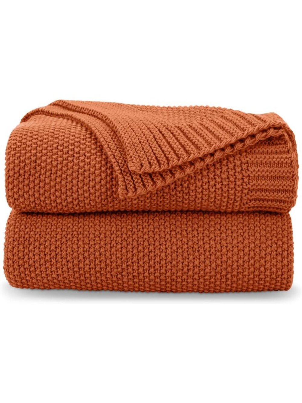 New Burnt Orange Seed Stitch Throw Blanket 50"x60", Farmhouse Decor